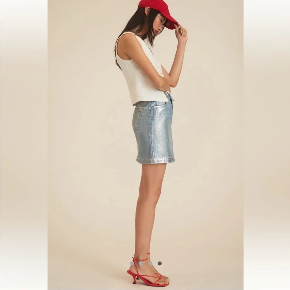 Pilcro Light Blue with silver metallic Mini Skirt - Picture 4 of 10